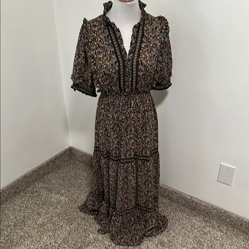 Max Studio Floral Maxi Dress - Black and Gold